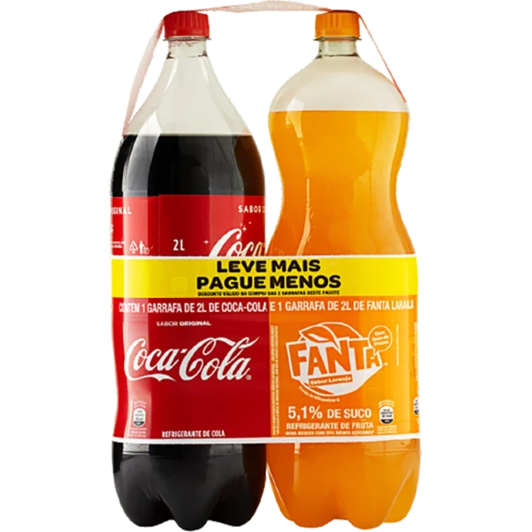 Duo Coca-Cola 2l + Fanta Laranja 2l ou Coca-Cola + Fanta Guaraná 2l