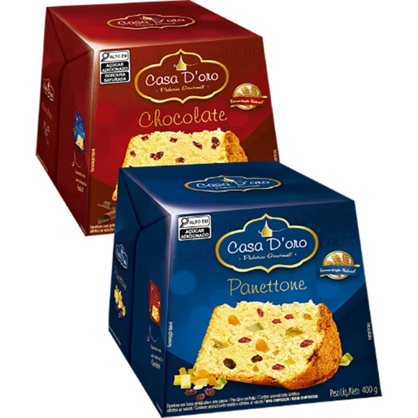 Panettone Casa D'Oro 400g - Frutas ou gotas de chocolate