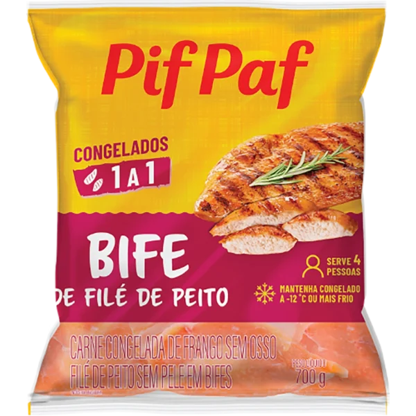 Filé de peito congelado em bifes Pif Paf iqf 700g