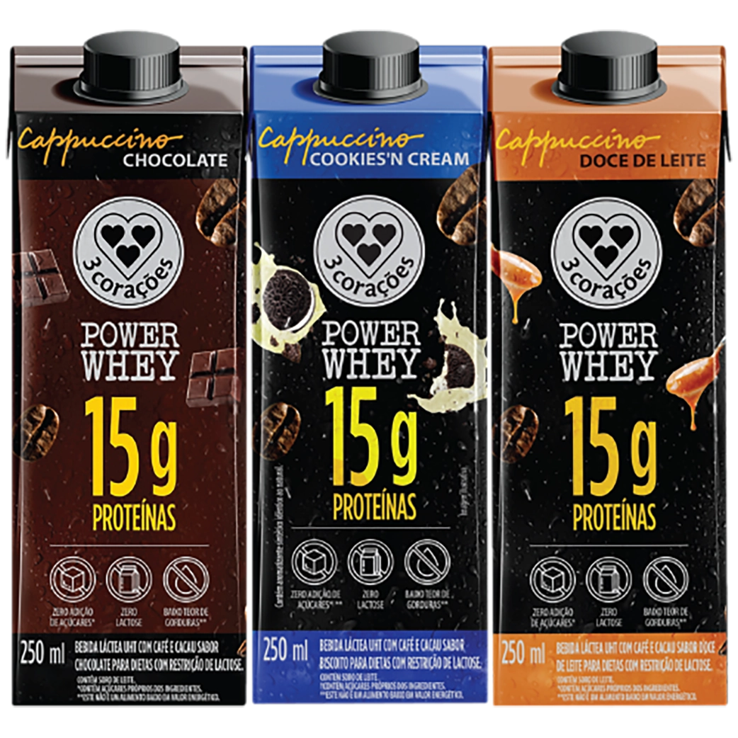 Bebida láctea Cappuccino Power Whey 3C 250ml 15g de proteínas - Sabores