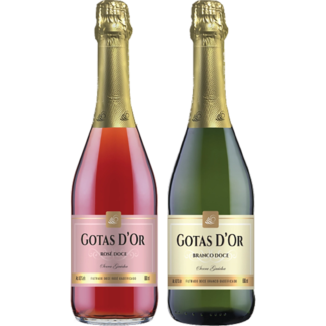 Espumante filtrado Gotas D'Or 660ml Branco Doce ou Rosé